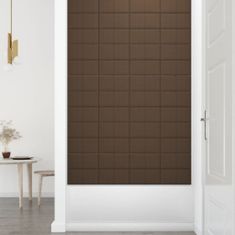 Vidaxl Nástenné panely 12 ks hnedé 30x15 cm látkové 0,54 m²