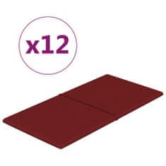 Vidaxl Nástenné panely 12 ks vínovo-červené 60x30 cm látka 2,16 m²