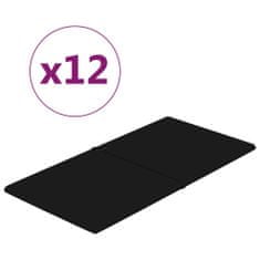 Vidaxl Nástenné panely 12 ks čierne 60x30 cm zamat 2,16 m²