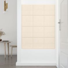 Vidaxl Nástenné panely 12 ks krémové 30x30 cm zamatové 1,08 m²