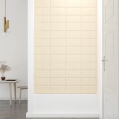 Vidaxl Nástenné panely 12 ks krémové 30x15 cm zamat 0,54 m²