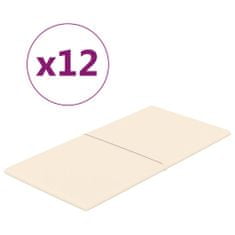 Vidaxl Nástenné panely 12 ks krémové 60x30 cm zamat 2,16 m²