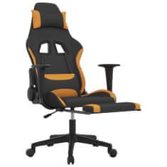 Vidaxl Masážna herná stolička s podnožkou, čierna a oranžová, látka