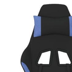 Vidaxl Herná stolička s podnožkou čierna a modrá látková