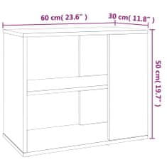 Vidaxl Príručná skrinka dymový dub 60x30x50 cm spracované drevo
