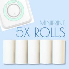 5 x dodatočná rolka bieleho papiera do prenosnú inteligentnú mini tlačiareň MINIPRINT 