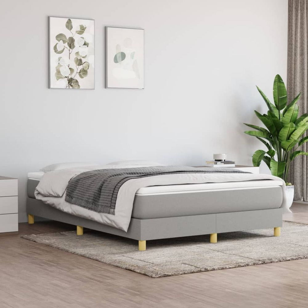 shumee Boxspring posteľ s matracom bledosivá 140x200 cm látka