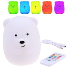 JOKOMISIADA Nočná lampa Teddy Bear Silicone LED + diaľkové ovládanie ZA3294