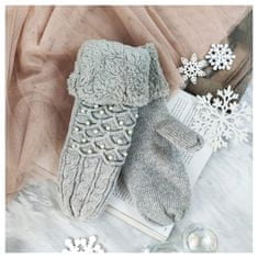 eCa  REK46 Dámske rukavice s kožúškom a perlami šedej