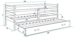 eoshop Detská posteľ Eryk - 2 osoby, 80x190 s výsuvnou prístelkou - Biela, Biela