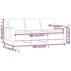 Vidaxl 3-miestna pohovka kapučínová 180 cm umelá koža
