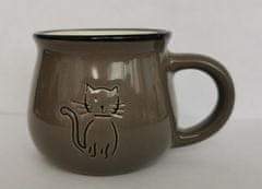 Hrnček keramický s mačkou - šedý 75 ml