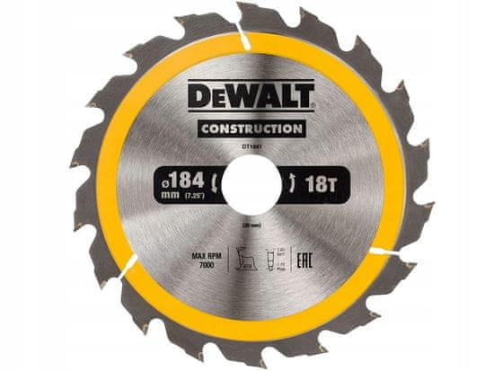 DeWalt Pilový kotúč na drevo 184mm 30mm 18z DT1941