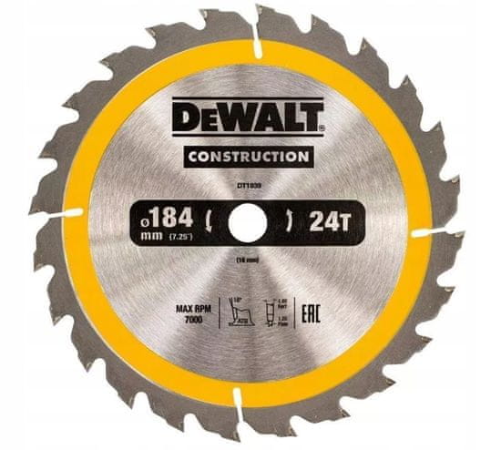 DeWalt Pilový kotúč na drevo 184 mm 16 mm 24z DT1939