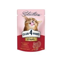 Club4Paws Premium Kapsička pre mačky prúžky moriaka v smotanovej mrkvovej polievke 12x85g