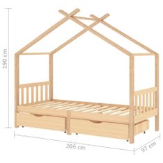 Petromila vidaXL Detský rám postele so zásuvkami borovicový masív 90x200cm