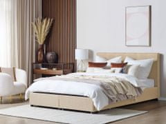 Beliani Čalúnená posteľ s úložným priestorom 160 x 200 cm béžová LA ROCHELLE