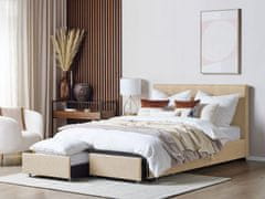 Beliani Čalúnená posteľ s úložným priestorom 160 x 200 cm béžová LA ROCHELLE
