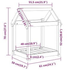 Vidaxl Posteľ pre psa čierna 61x50x70 cm borovicový masív