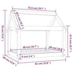 Vidaxl Posteľ pre psa 81x60x70 cm borovicový masív