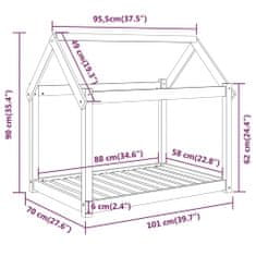 Vidaxl Posteľ pre psa čierna 101x70x90 cm borovicový masív