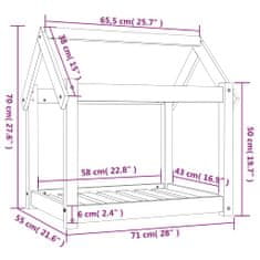 Vidaxl Posteľ pre psa čierna 71x55x70 cm borovicový masív