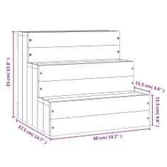 Vidaxl Schody pre domáce zvieratá čierne 40x37,5x35cm masívna borovica