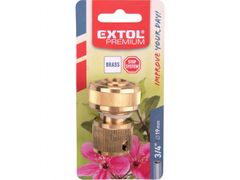 Extol Premium Rýchlospojka na hadici, 3/4", STOP ventil, MOSADZ