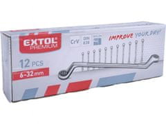 Extol Premium Kľúče očkové, sada 12ks, 6-32mm, CrV