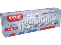 Extol Premium Kľúče očkoploché, sada 18ks, 6-30mm, CrV