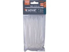 Extol Premium Pásky sťahovacie na káble biele, 100x2,5mm, 100ks, nylon PA66