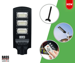 Bass Solárna pouličná lampa so snímačom pohybu a diaľkovým ovládaním 120 W, 240 LED BASS