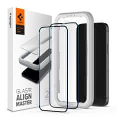 Spigen Ochranné Tvrdené Sklo Alm sklo Fc 2-Pack iPhone 12 Pro Max Black