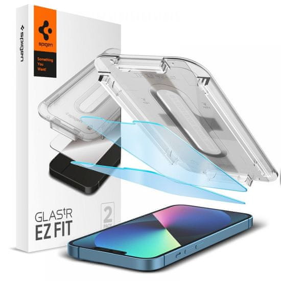 Spigen Ochranné Tvrdené Sklo Glas.Tr ”Ez Fit” 2-Pack iPhone 13 / 13 Pro / 14 Antiblue