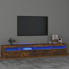 Vidaxl TV skrinka s LED svetlami dymový dub 240x35x40 cm