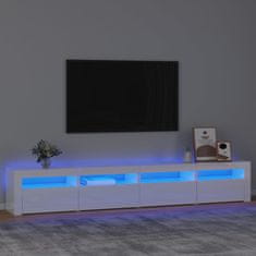 Vidaxl TV skrinka s LED svetlami lesklá biela 240x35x40 cm