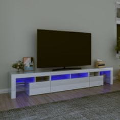 Vidaxl TV skrinka s LED svetlami lesklá biela 230x36,5x40 cm