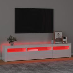 Vidaxl TV skrinka s LED svetlami lesklá biela 195x35x40 cm