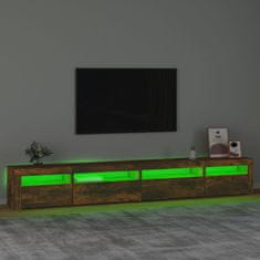 Vidaxl TV skrinka s LED svetlami dymový dub 270x35x40 cm