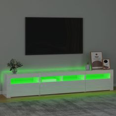 Vidaxl TV skrinka s LED svetlami lesklá biela 210x35x40 cm