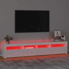 Vidaxl TV skrinka s LED svetlami lesklá biela 210x35x40 cm