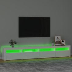 Vidaxl TV skrinka s LED svetlami lesklá biela 240x35x40 cm