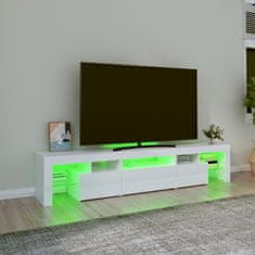 Vidaxl TV skrinka s LED svetlami lesklá biela 200x36,5x40 cm