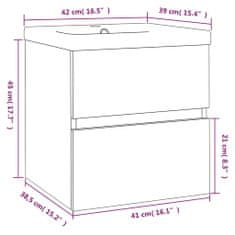 Petromila vidaXL Umývadlová skrinka so vstavaným umývadlom dymový dub spr. drevo