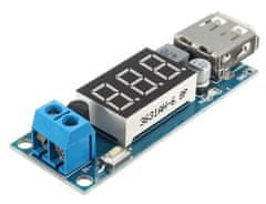 HADEX Napájací modul, step-down menič 4,5-40V na 5V/2A, USB+voltmeter
