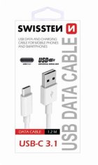 DATA CABLE USB / USB-C 3.1 1,5 M WHITE (9mm)