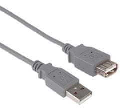 USB 2.0 kábel predlžovací, AA, 3m, sivá