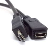 PremiumCord Kábel predlžovací micro USB 2.0 male-female, čierny 2m