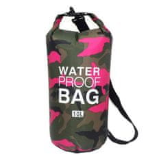 Northix Vodotesná taška 10 L, Camouflage - Ružová 