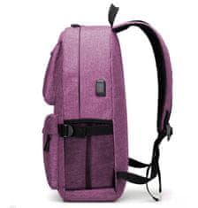 Northix Odolný veľký batoh s USB portom – fialový 